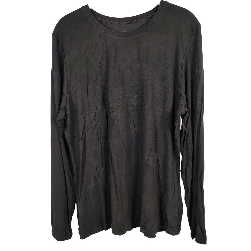 Cuddl Duds Womens 1X Softwear Long Sleeve Top Black Modal Stretch Minimalist